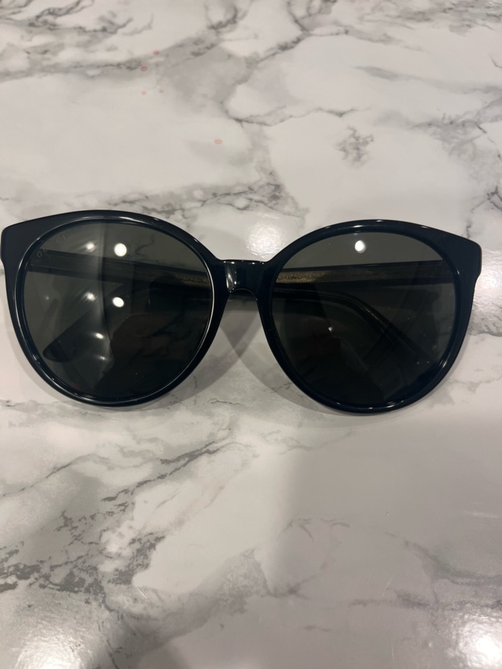 Gucci GG3833 Oversized Black Cat Eye Sunglasses Gold GG Logo
